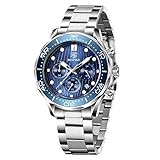 ⌚ LUXURY BUSINESS DESIGN MEN’S WATCH: BY BENYAR offers a range of classic designer watches designed for men, this watch is equipped with 100% strong glass and a polished silver case. The mens Stainless Steel Watch is simple with three sub-dial for Chronograph. The classic round watch black dial is equipped with a nighttime display to give the watch a stylish look. The band strap length is 23cm and width is 2cm.