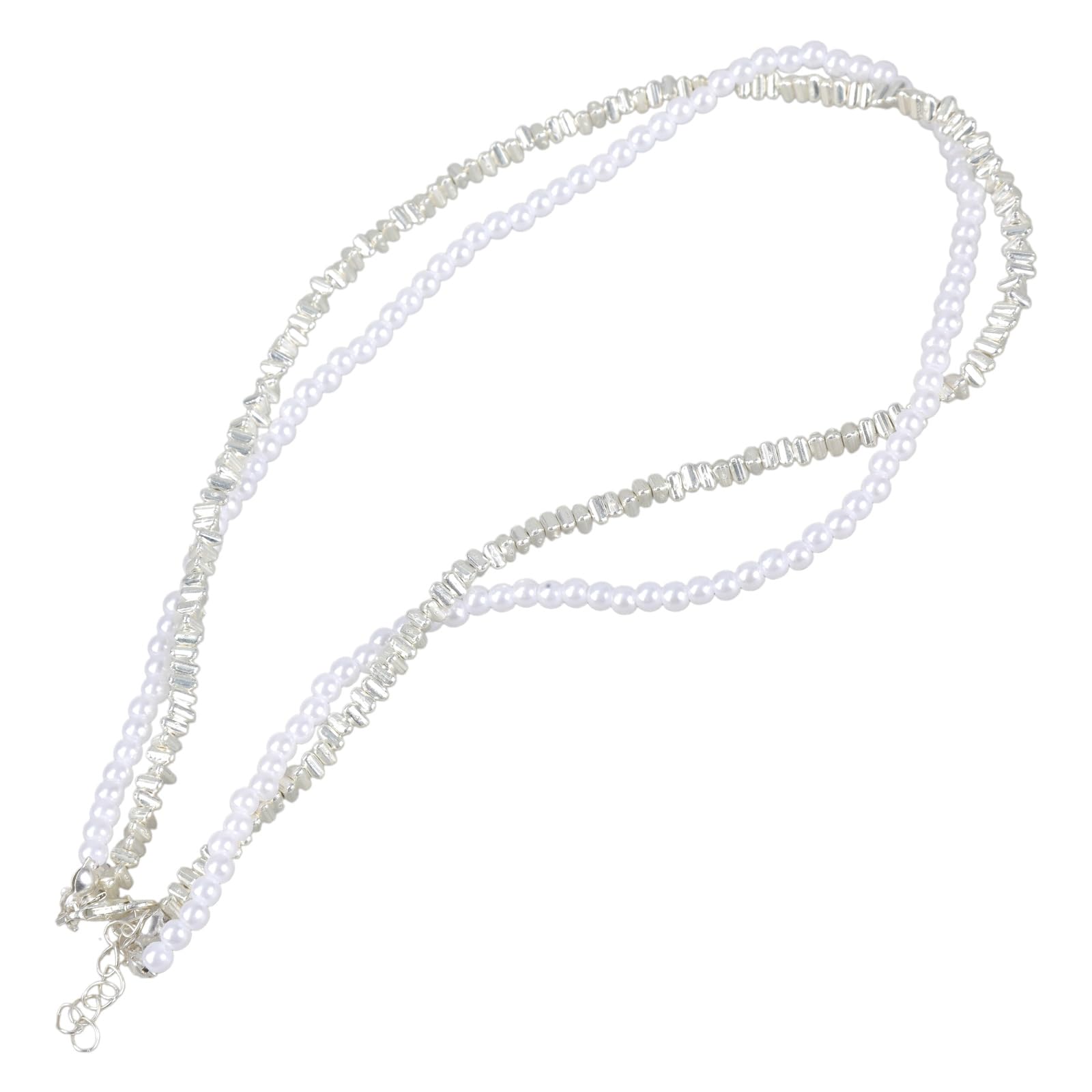 Lodoot Double Layer Imitation Pearls Necklace with Magnetic Clasp Clavicle Chain Accessory for Elegant Women and Social Event