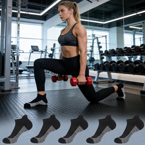 Image of cuangya Ankle Socks for Women - Athletic Low Cut Running Cushioned Socks (3-5 Pairs)