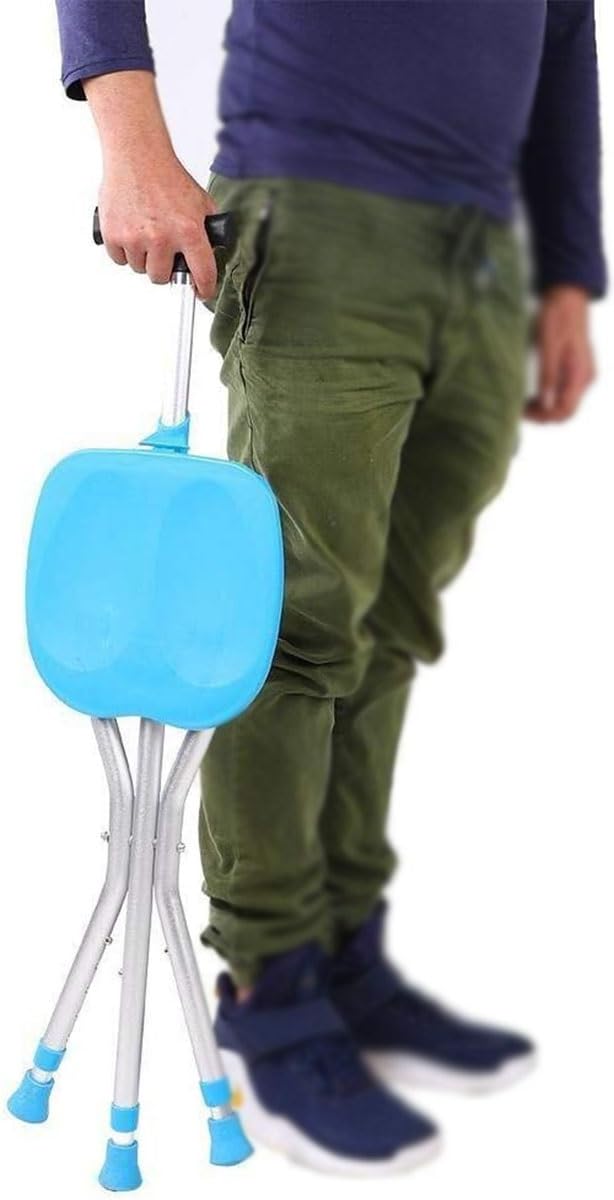 Trípode Bastón De Marcha con Asiento Bastón Silla Plegable Bastón Ortopédico Mango Ergonómico Ayuda para Caminar para Personas De Mediana Edad Y Ancianos para Caminar