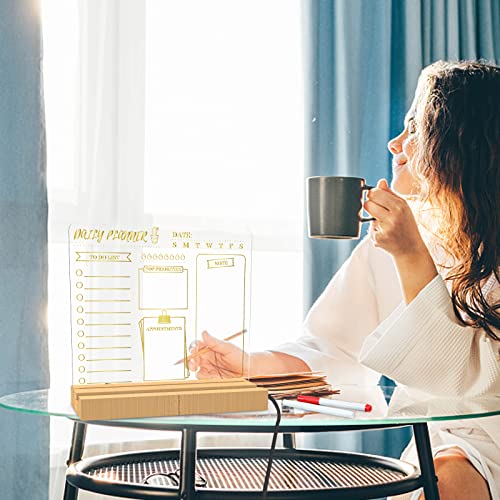 Yuseful Acrylic Daily Planner Whiteboard Undated 12X10" Desktop Dry Erase White Board With Stand For Desk Reusable With To Do List Checklist Note Board Easel For Home Office，2 Pens #TOP4