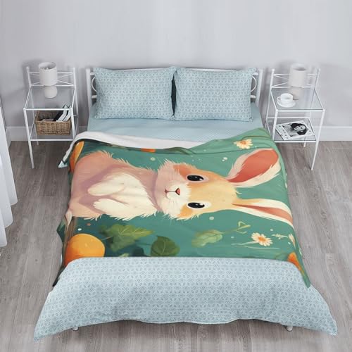 Couverture flanelle lapin 152x203cm chaude pour canapé - 5