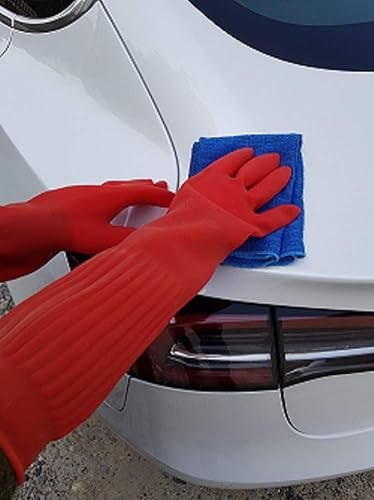 Miniatura 4 de Taehwa Guantes de limpieza para el hogar de látex de goma natural reutilizables impermeables (3 pares, nuevos XL)