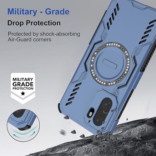 Image of amazon basics Back Case Cover for OnePlus 15R 5G | Magnetic Case with Built-in Metal Ring | Supports MagSafe Charger, Wallet & Car Mount | Shockproof Hybrid PC + TPU | Blue