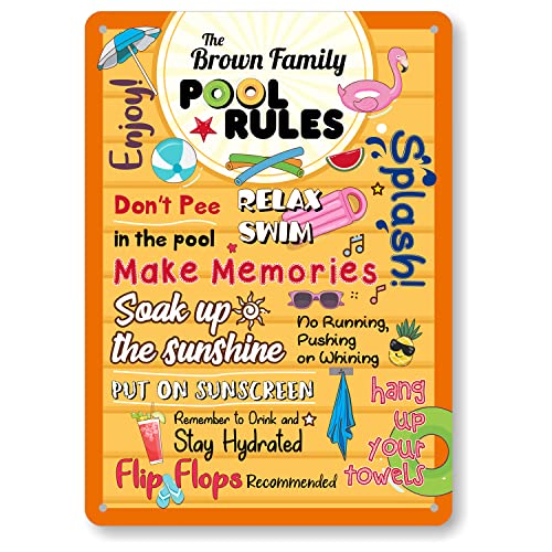 Cartel personalizado metal 14 x 10 pulgadas para piscina miniatura 1