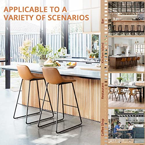 Alexander Urban Armless Bar Chairs, Modern Industrial Faux Leather Dining Chairs Set Of 4,Barstools With Backs Tall Stool For Kitchen Counter,Home And Restaurants Indoor Outdoor,30" Whiskey Brown… #TOP7