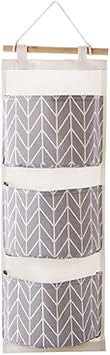 BCDlily 3 Grids Pockets Wall Hanging Storage Bag,Cloth Closet Storage Organizer Pouch, Towel Clothes Storage Bag Small Stuff Container Gray