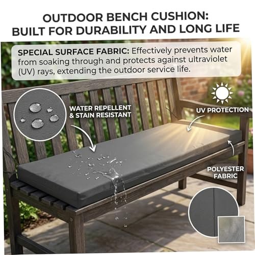 Coussin de banc d'extérieur 47 pouces imperméable pour meuble de patio - 6