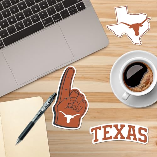 Image of University of Texas 8ct Vinyl Sticker Pack - Large Waterproof Longhorns, Hook 'Em, Mascot & Texas State Outline Decals for Laptops, Water Bottles, Tablets, Scrapbooks, Vehicles & More