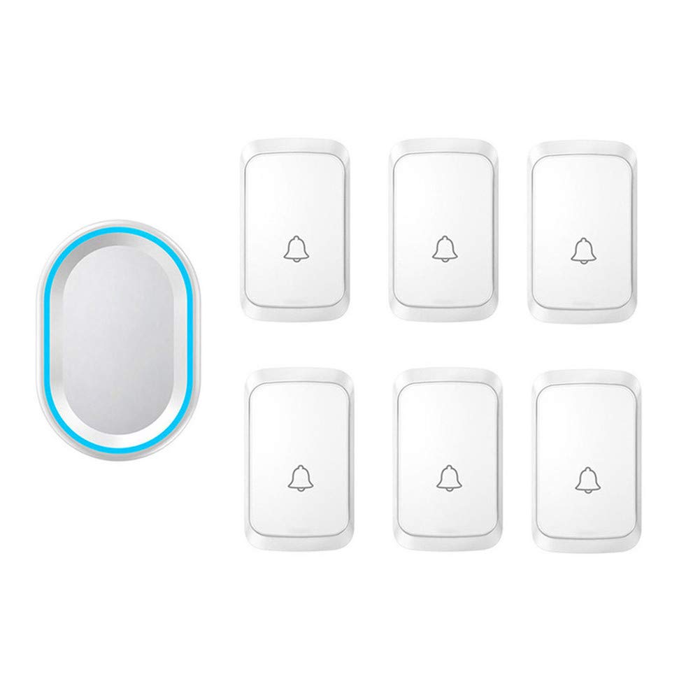 Campanelli Wireless, 6 Trasmettitore E 1 Ricevitore,Campanello Senza Fili Portatile Con Funzione Di Memoria Di Spegnimento,Portata 300M,58 Regolabile Melodie,4 Livelli Di Volume,Flash LED,Bianca