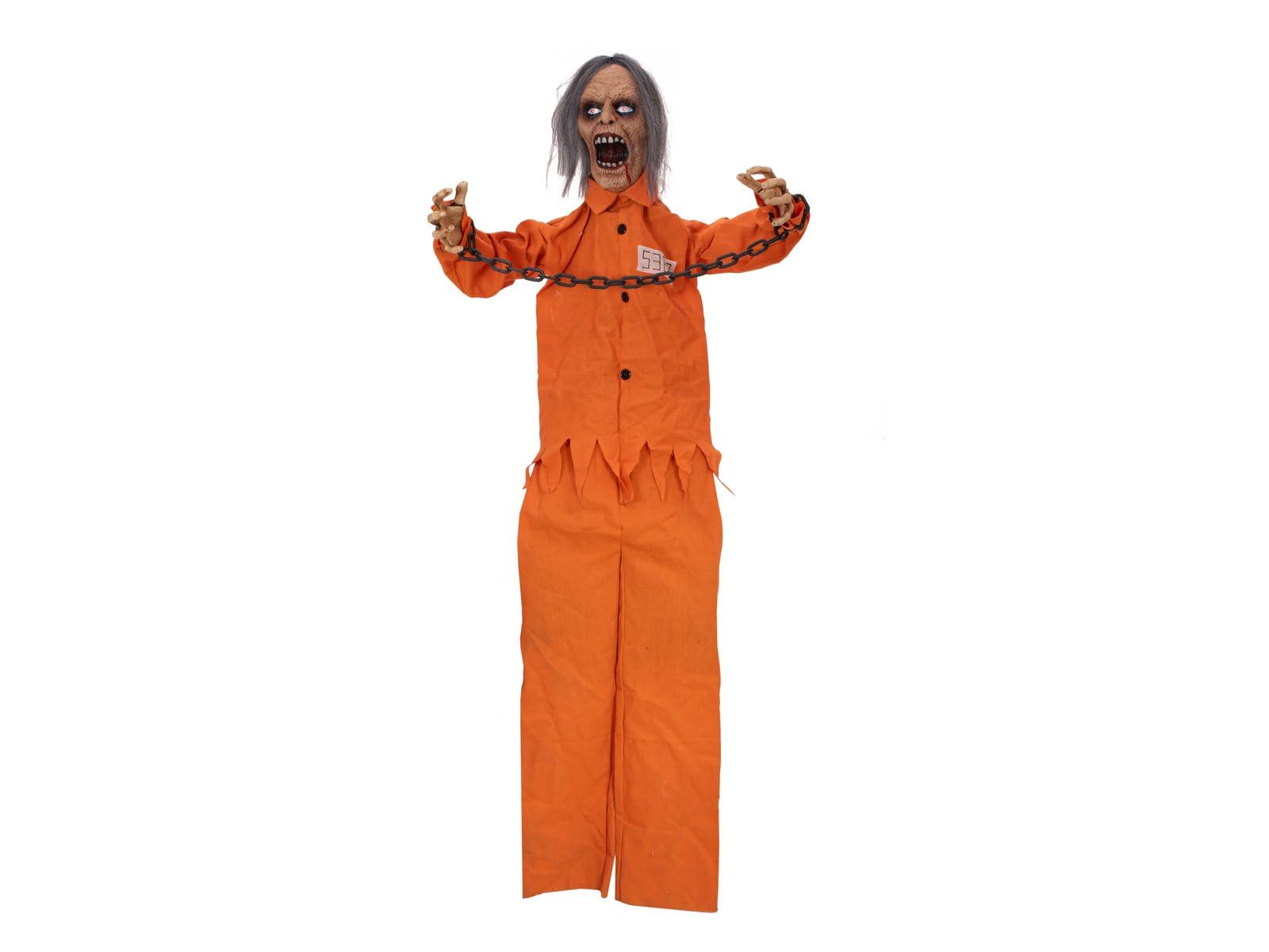 EUROPALMS Halloween Figur Sträfling Sirius, animiert, 85cm | Animierte Figur mit Licht- und Soundeffekt (Batterie- & USB-Betrieb)