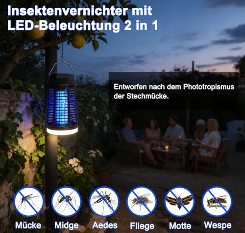 WUEAOA Insektenvernichter 4200V Mit Fernbedienung 15W UV-Mückenlampe – Ansicht 3