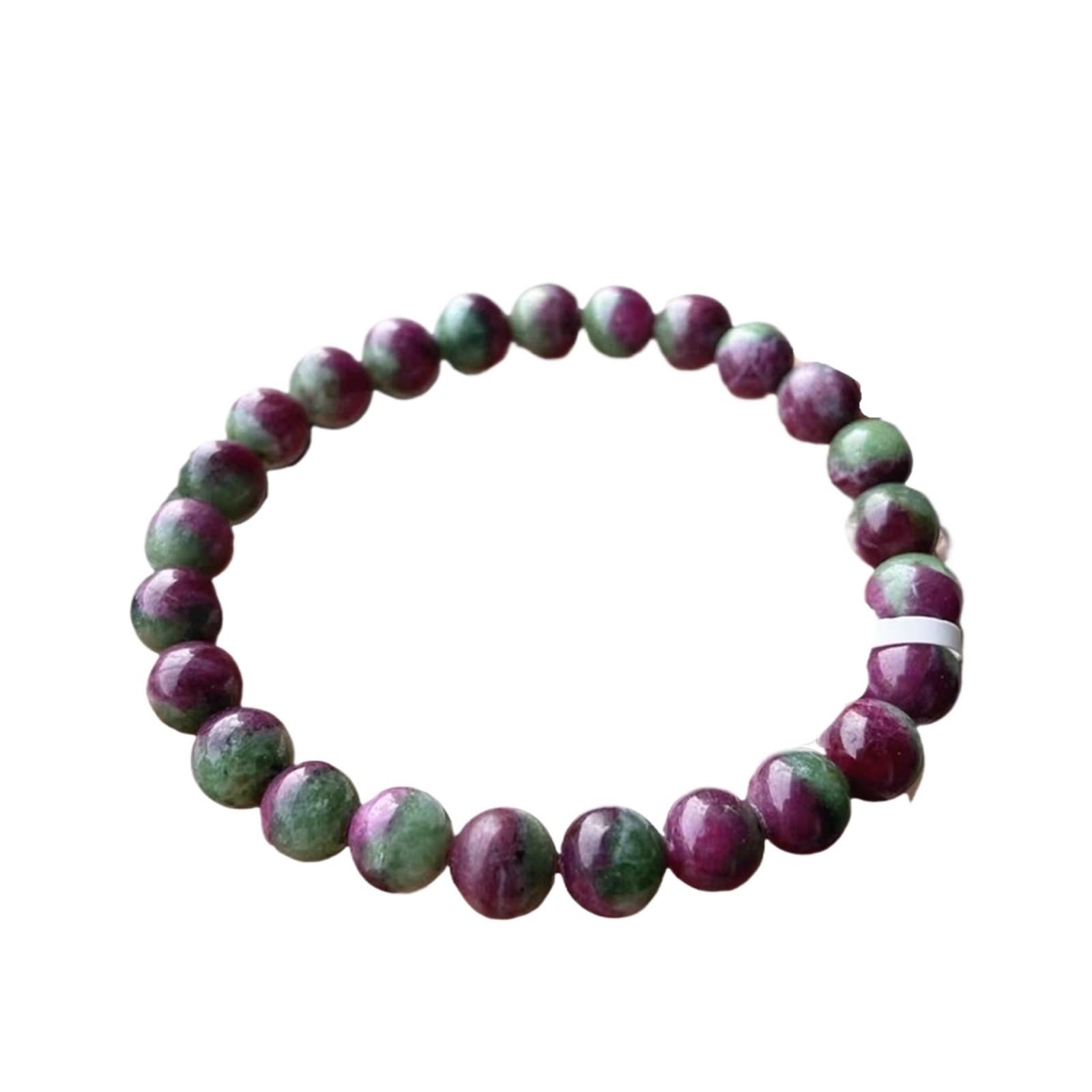 Generico Bracciale con perline rotonde di rubino rosso naturale, pietra preziosa, elasticizzata, gioielli da donna, uomo, AAAAA