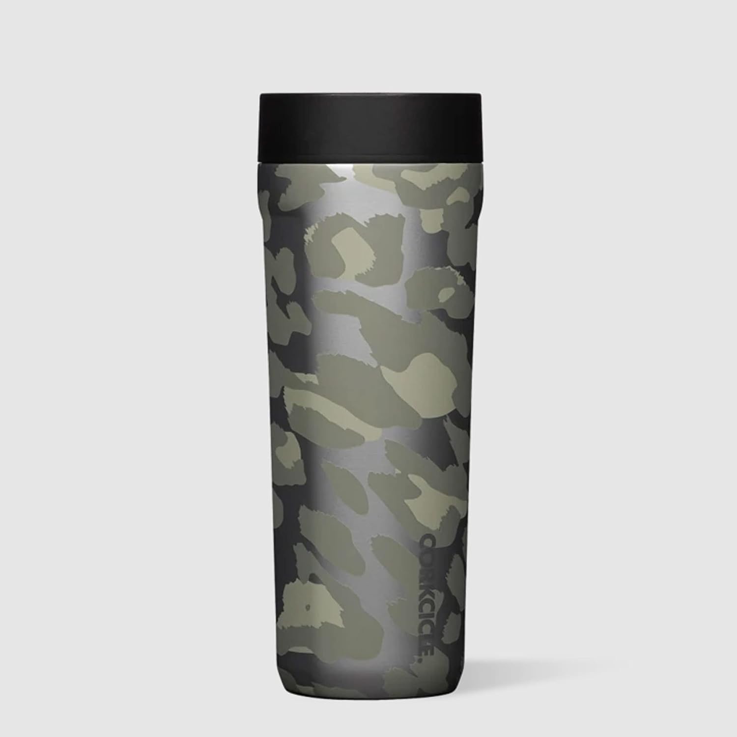Corkcicle Commuter Cup 17 Ounce Insulated Stainless Steel Spill Proof Travel Coffee Mug with Sip Lid for Hot and Cold Drinks, Snow Leopard
