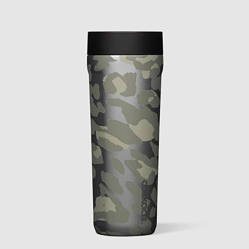 Miniatura 2 de Corkcicle Commuter Cup - Taza de café de viaje de acero inoxidable aislada de 17 onzas con tapa para sorber para bebidas frías y calientes, leopardo