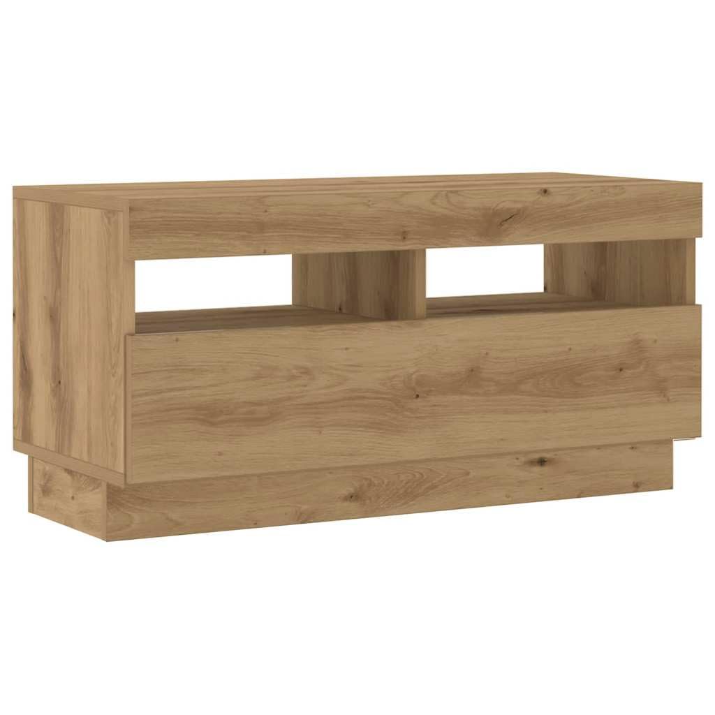 Moderner TV-Schrank mit RGB-LED-Lichtern, Sideboard für Wohnzimmer, aus Eichenholz, robuste Spanplatte, großer Multimedia-Schrank, Beleuchtung