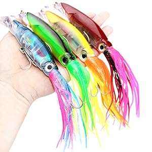 OriGlam 1 Pack Octopus Swimbait met Rok Staart, Lingcod Rockfish Jigs Hard Fishing Lokken, Levensechte Swimbait Octopus Aas, Inktvis Vissen Lokt voor Zoutwater en Zoetwater
