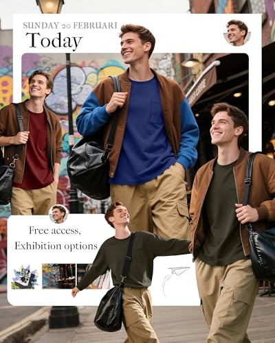 Huukeay 3 Pack Men’s Big and Tall Shirts, Long Sleeve Cotton Pocket Tee Crew Neck Casual T Shirts Lightweight Basic Tops4