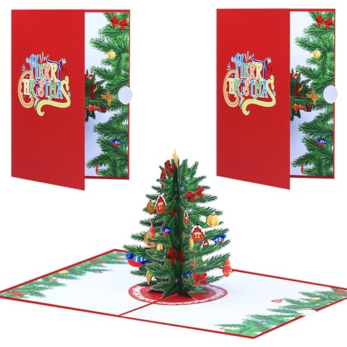 2 Stk Weihnachtskarten Pop-Up, Weihnachtskarten mit Umschlag, Weihnachtskarten 3D Lustig Pop Up...