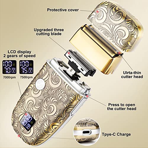 Qreeyx Electric Razor For Men, Wet Dry 3-Blade Electric Shaver, All-Metal Housing Foil Shaver, 2 Adjustable Speeds Powerful Shavers For Men, Men Close Bald Head Barber Shaver Trimmer #TOP2
