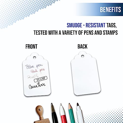 Image of Easytwelve - 500 Pcs White Price Tags with String Attached, Hang Tags for Product, Labeling 1.75 x 1.093 inch