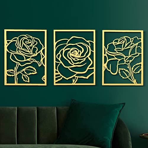 Remenna Metal Wall Decor Modern Minimalist Rose Wall Art Flower
