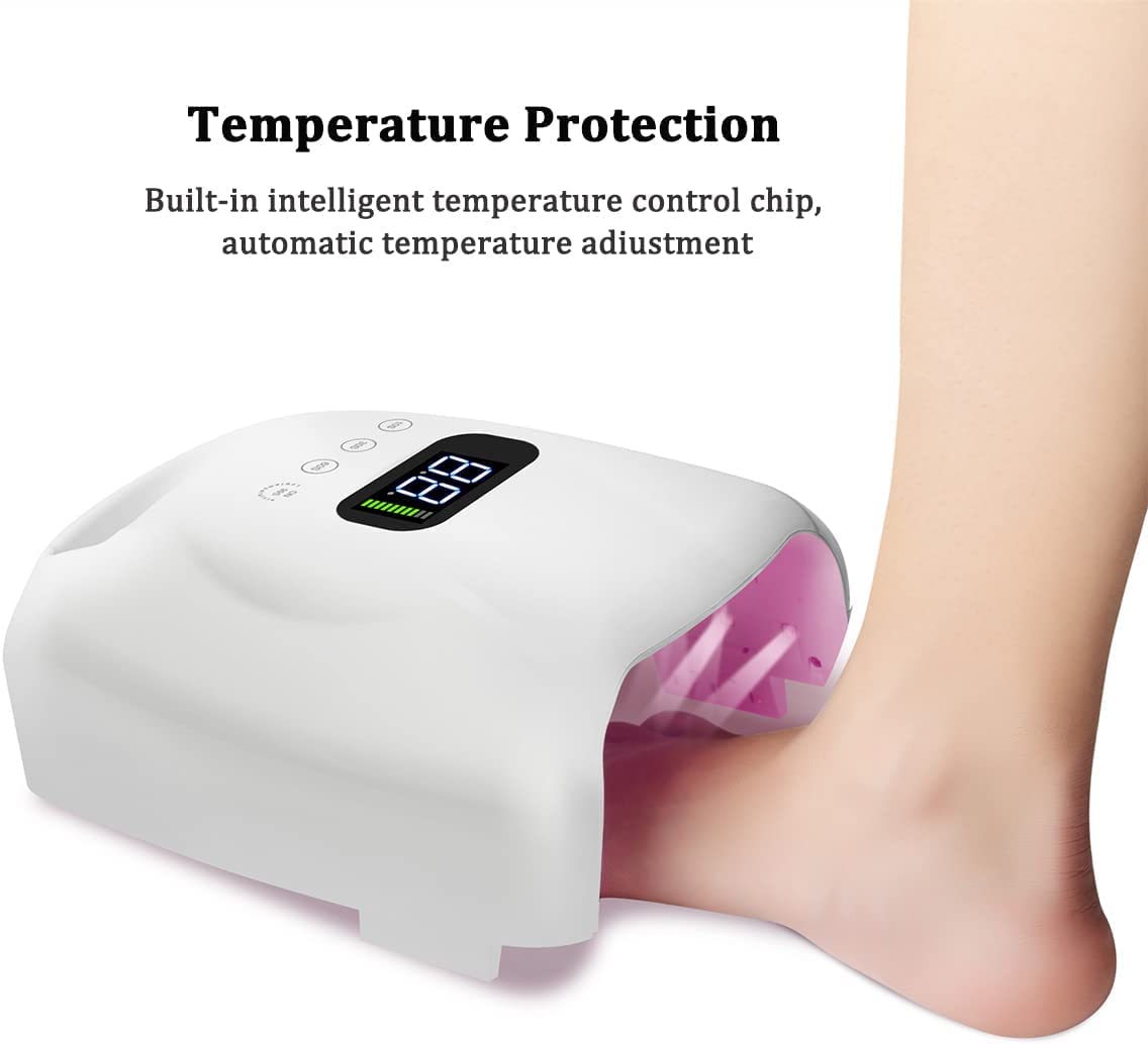 Lampada for Unghie Asciuga Unghie Gel UV LED Lampada for Unghie 96W Ricaricabile, Asciuga Unghie Professionale Cordless con 4 Timer Impostazione Sensore Automatico di Luce Rosa, Strumenti for Manicure