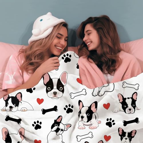 ZABAOBO Französische Bulldogge Decke Hund Geschenk für Kinder Frauen, Bulldog Deko Lustige Kuscheldecke, Lustiges Geschenk für Hundliebhaber Frauen Mädchen Männer 100 x 130cm (40 x 50 Inch)