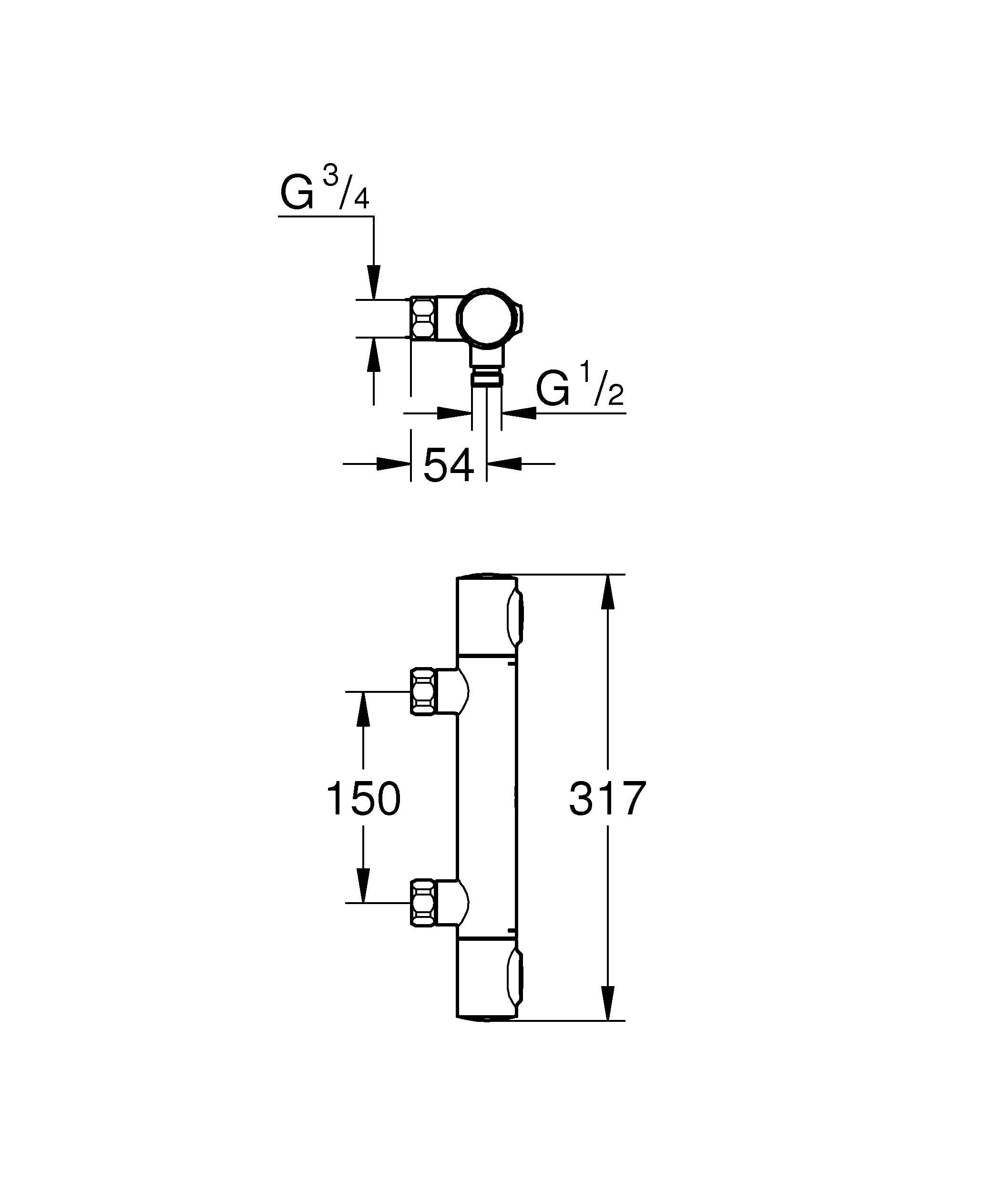 GROHE Precision Flow, Exposed Thermostatic Shower Mixer Bar Valve (Safety Functions Temperature Control with SafeStop at 38°C - Image 4