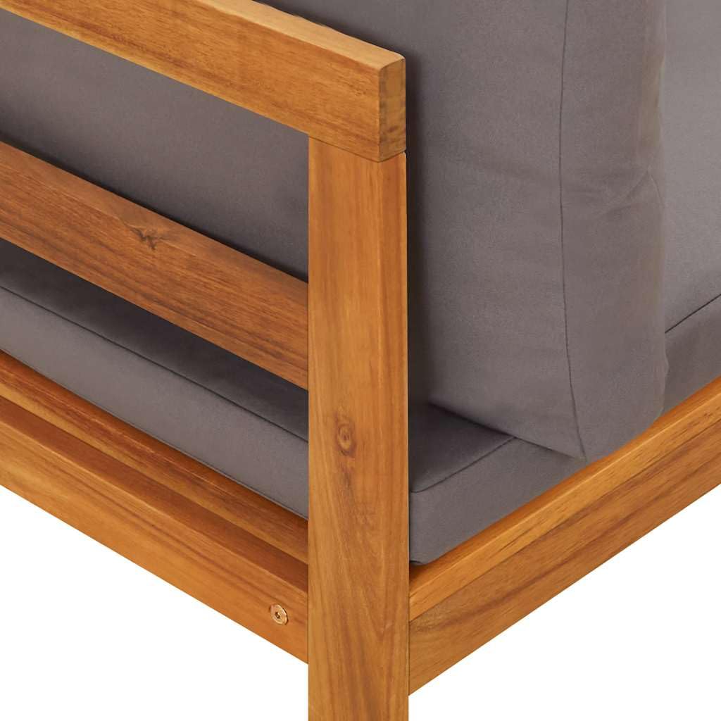 vidaXL Salon de Jardin 2 pcs avec Coussins Gris foncé Bois d'acacia