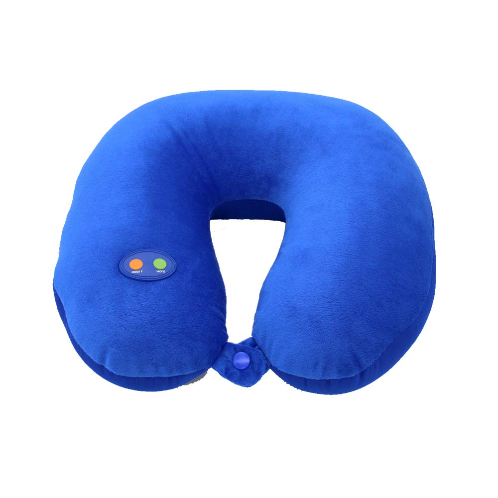 EZ Life Microbeads Vibrating U-Shape 6 Modes Travel Massage Pillow - Blue - Neck Pillow for Travelling Or Flight, Neck Support Pillow, Travel Pillows for Adults, Relief Neck Cushion - Pack of 1-image-10