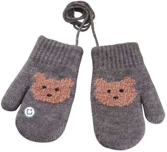 Baby Mittens Toddler Winter Cartoon Bear Warm Mitts Infant Full Finger Gloves Plush Magic Ski Snow Mitten 0-3Year
