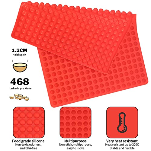 Mis.Moon 468 Löchern Backmatte Hundekekse Mini Halbkugel (1.2cm), mit Teigspatel, Backform für Hundeleckerli, Silicone Baking Mat, Baking Mould for Dog Treats