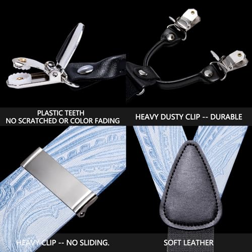 Image of YOHOWA Men Suspenders 6 Clips Strength Adjustable Y Braces Pre-Tied Bow Tie Set Formal Wedding Party