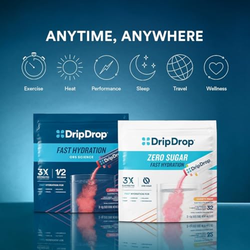 dripdrop hydration packets - bold variety pack - single serve electrolytes powder drink mix - watermelon berry lemon orange - non-gmo gluten free vegan - 32 sticks