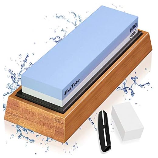 Piedra Afilar 1000/6000 Grano Piedras de Afilar Cuchillos de Diamante Profesional Waterstone con Base de Bambú,Guía de Ángulo,Soporte de Silicona Antideslizante y Piedra de aplanamiento