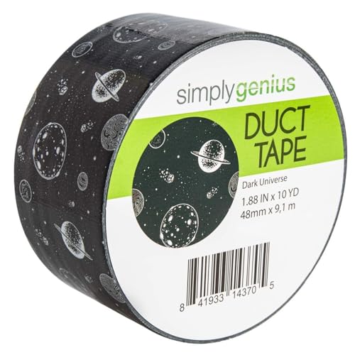 Simply Genius Patterned Duct Tape Roll - 1.88 in x 10 Yd, Dark Universe - Waterproof Decorative Colored Tape for Crafts, DIY, Outdoor & Home Improvement