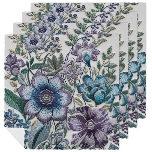 Servilletas de Tela Florales Azules y Moradas Cuadradas 47.5 cm miniatura 1