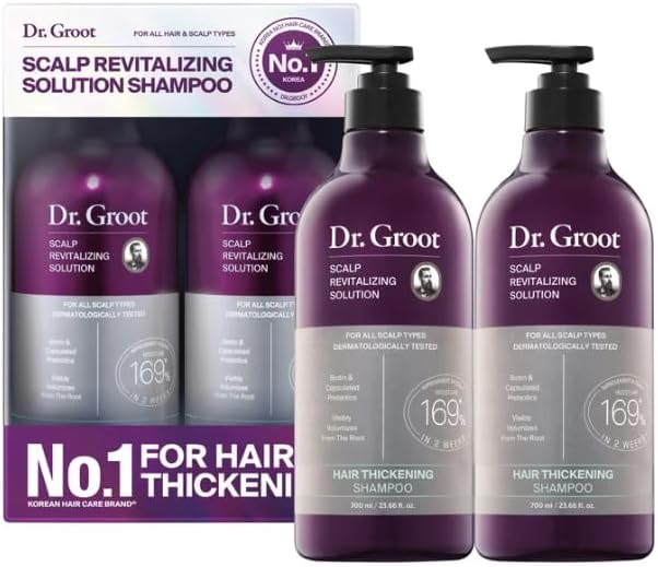 Dr. Groot Scalp Soothing Shampoo with Biotin, Centella, and Prebiotics - Moisturizing Kbeauty Solution for Dry Scalp, Korean Hair Care 23.6 fl oz 2-pack