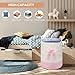 Goodheim Pink Woven Laundry Hamper Basket with Bow, Large Tall Clothes Storage Basket for Baby Nursery, Girls Room, Bathroom & Bedroom Organizer 15