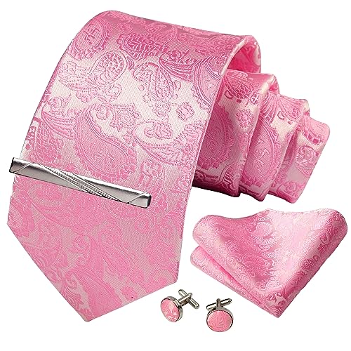 Image of Paisley Floral Mens Tie Formal Necktie Pocket Squares Ties Clips Cufflinks Classic for Men Set