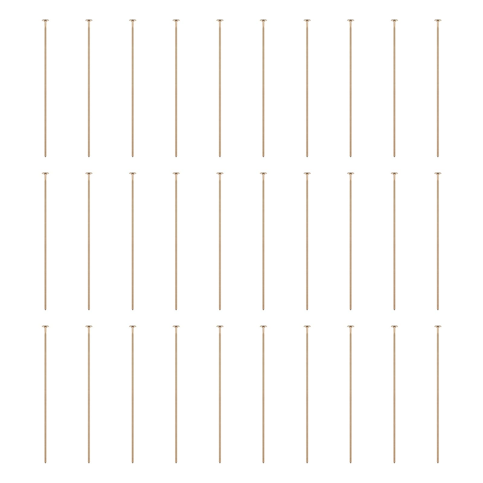 sourcing map 100pcs Plated Flat Head Pins 1.57" 40mm Needles Bulk for Earring Pendant Necklace Bracelet Charm Jewelry Making Findings DIY Craft, Champagne Gold