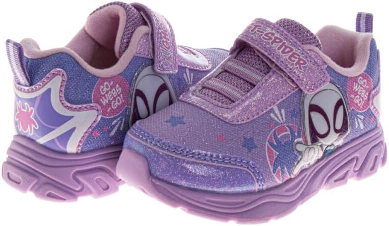 Marvel Spider-Gwen Girls Light-Up Sneakers Ghost Spider LED Running Shoes for Girls Size 6-10 Toddler 11-12 Little Kid