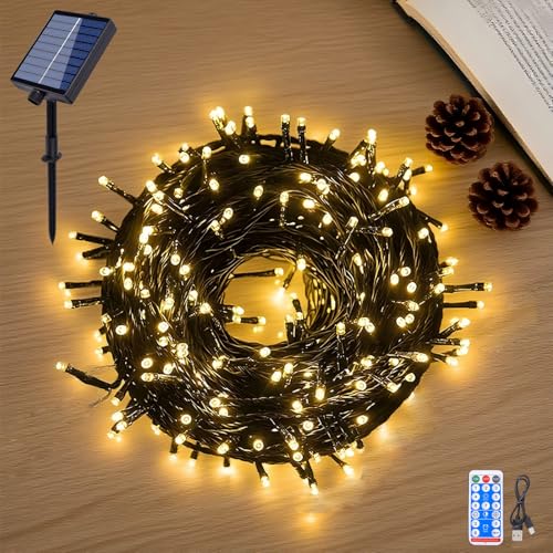 Hopelit Solar Lichterkette Aussen 20M 200 LED Warmweiß mit...