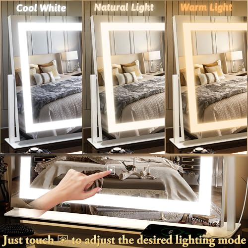 FENNIO 22''x18'' Lighted Makeup Mirror with 10X Magnification and Smart Touch Screen