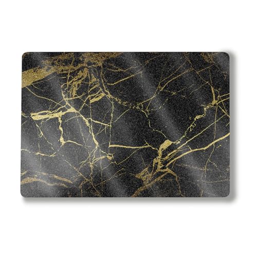Glossy Glitter Laptop Skin Compatible with Surface Laptop 7 15" (2024) - Black Gold Marble - Premium 3M Vinyl Protective Wrap Decal Cover - Easy to Apply | Crafted in The USA by MightySkins