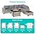 Muphyers 7-Piece Outdoor Patio Furniture Set with 55,000 BTU Fire Pit Table, PE Wicker Rattan Sectional Sofa Patio Conversation Set with Thickened Cushions & Coffee Table, Grey
