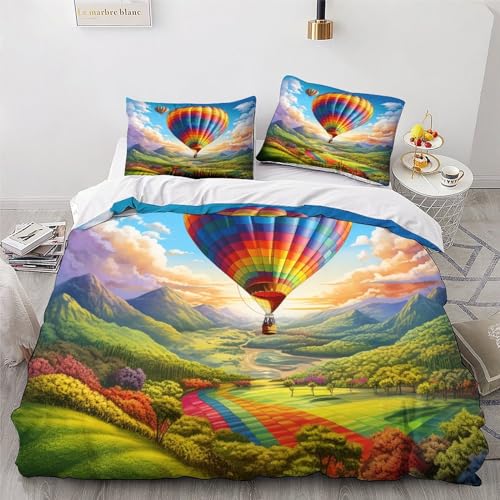 Housse de couette montgolfière anti-plis en microfibre 200x200