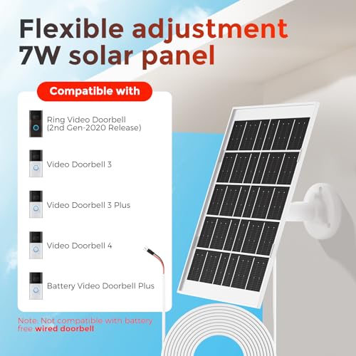 image for Gusfeliz 7W Solar Panel for Ring Doorbell, Solar Panel Compatible with