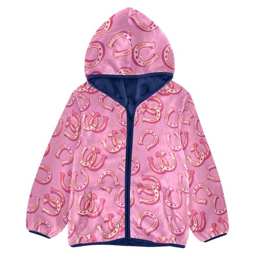Horseshoe Girls Fleece Jacket Girls Fall Jacket Girls Zip Up Hoodie Girls Sherpa Jacket 2-10T